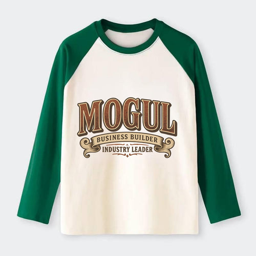 Bold typography design - MOGUL - business builder, industry leader - Raglan Long Sleeve T-Shirt