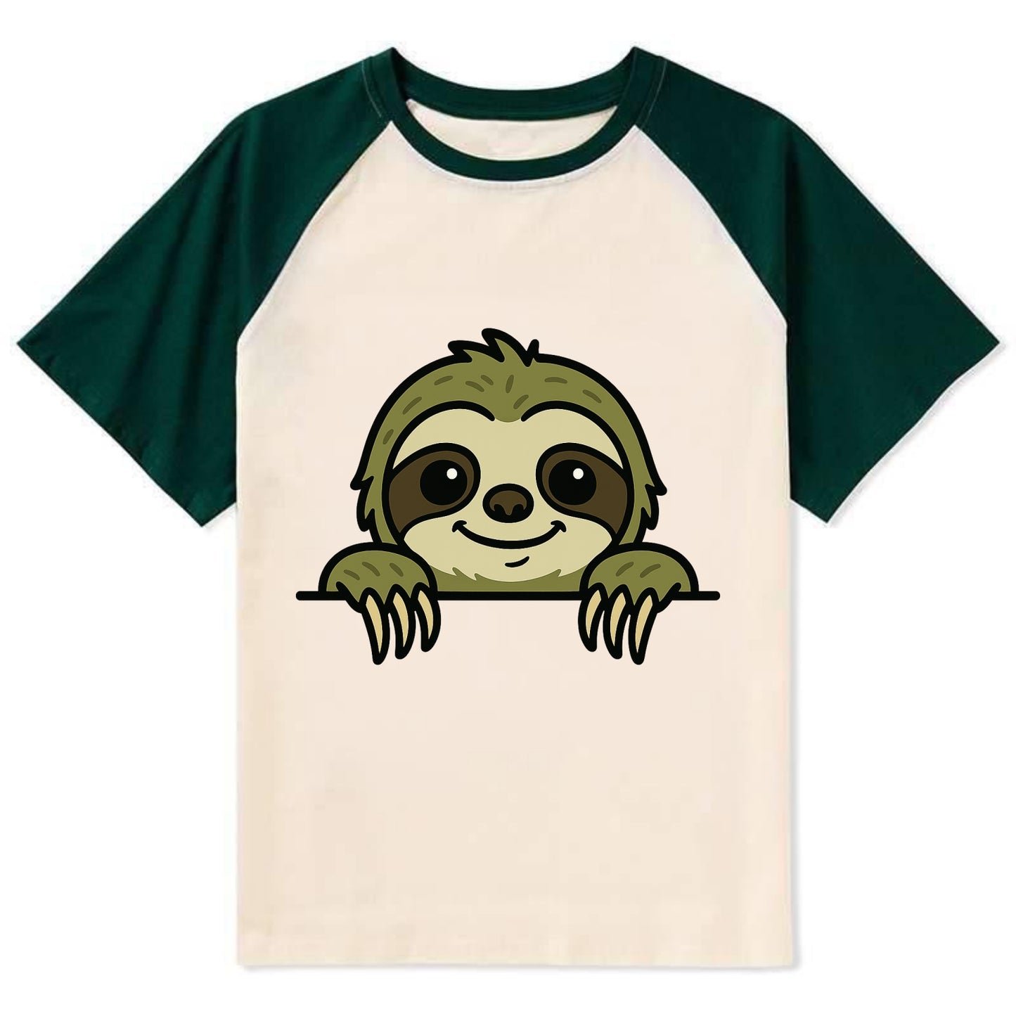 Sloth  - Contrast Raglan T-shirt - Green