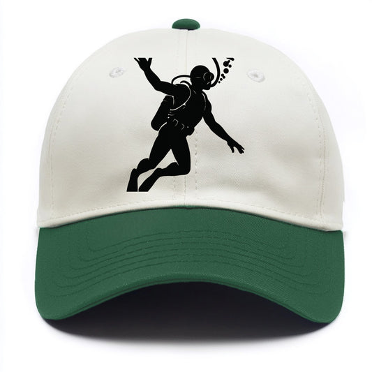 Scuba diver descending with gear - Two Tone Cap - Green