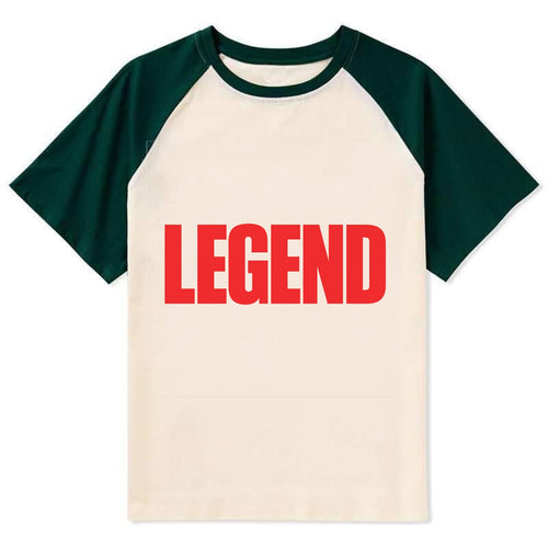 Bold typography design - LEGEND - remarkable person, iconic status - Contrast Raglan T-shirt
