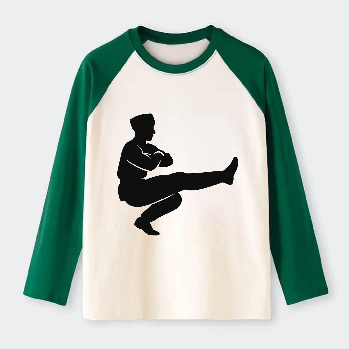 Russian Cossack dancer squat kick - Raglan Long Sleeve T-Shirt - Green