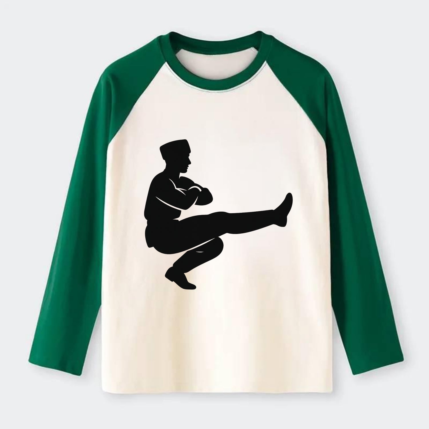 Russian Cossack dancer squat kick - Raglan Long Sleeve T-Shirt - Green