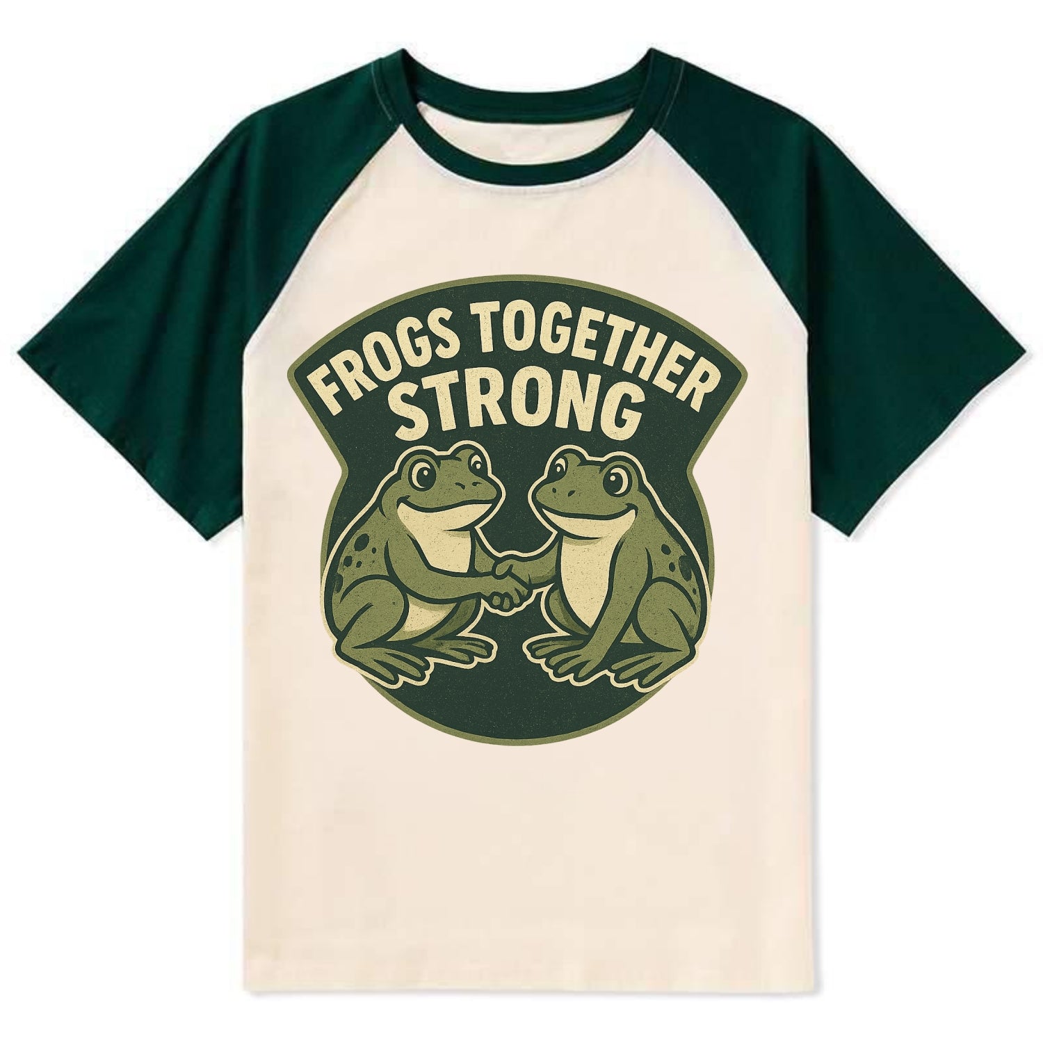 Frogs Together Strong 3 - Contrast Raglan T-shirt - Green