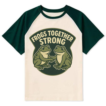 Frogs Together Strong 3 - Contrast Raglan T-shirt - Green