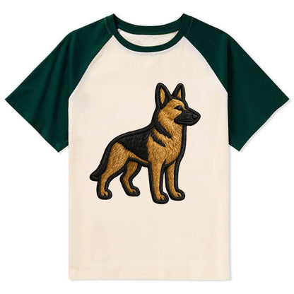 German Shepherd - Trendy minimal silhoue - Contrast Raglan T-shirt - Green