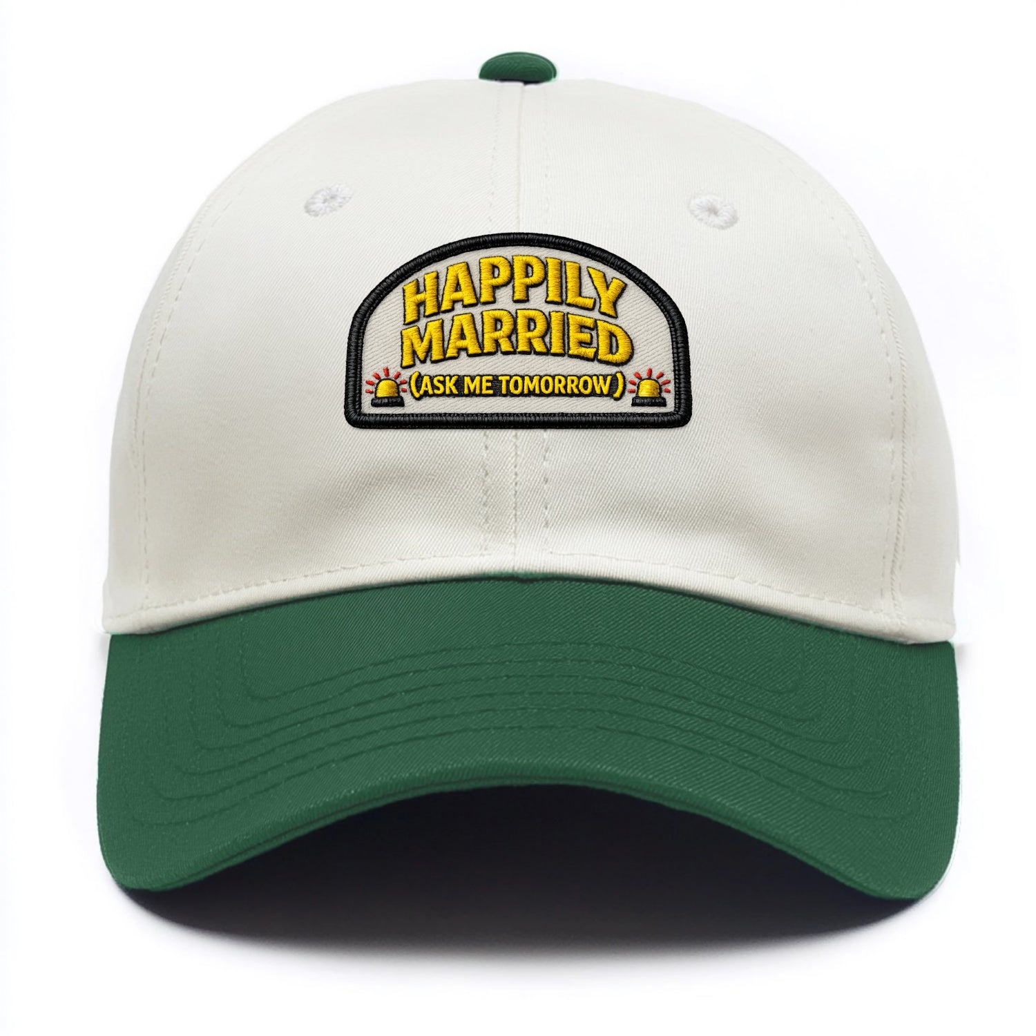 HAPPILY MARRIED  - yellow ask tomorrow - yellow - marital flux - Two Tone Cap - Green