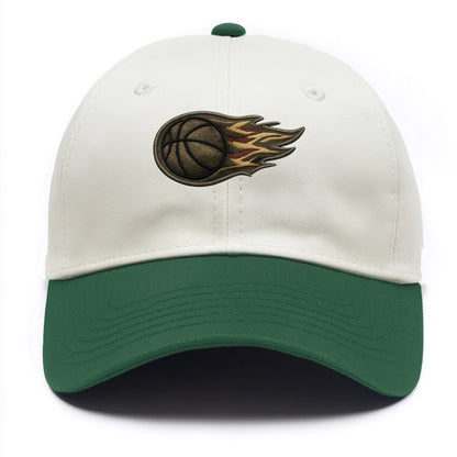 Embroidered patch design - BASKETBALL FLAMING BALL - basketball with flames in - Two Tone Cap - Green