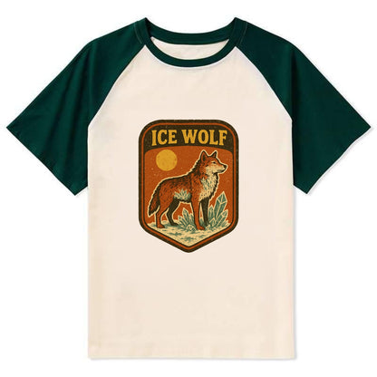 Ice Wolf Crystal  - Contrast Raglan T-shirt - Green