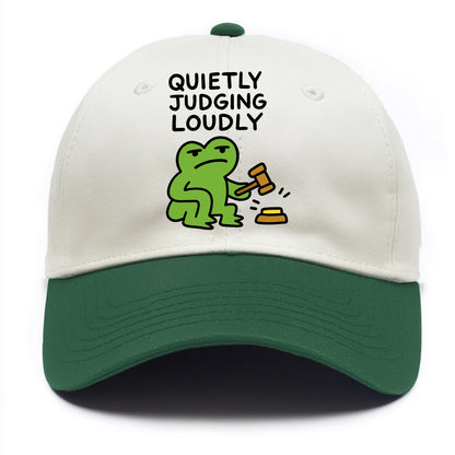 QUIETLY JUDGING LOUDLY | Silent gavel banging - Two Tone Cap - Green