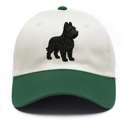 Briard - Black wavy coat embroidered herding pose - Two Tone Cap - Green
