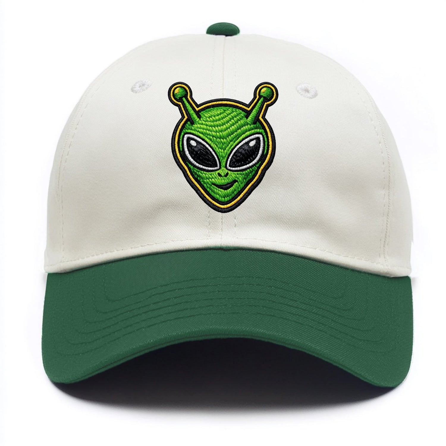 ALIEN MARTIAN - green alien with antenna in green , little green man - Two Tone Cap - Green