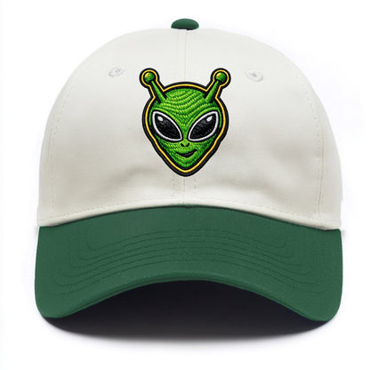 ALIEN MARTIAN - green alien with antenna in green , little green man - Two Tone Cap - Green