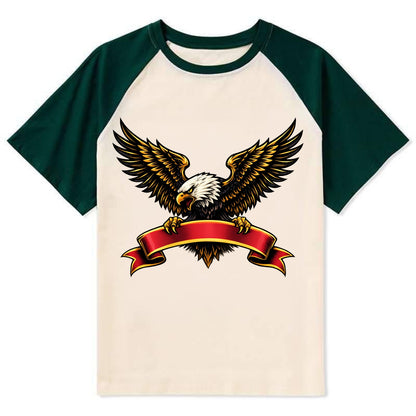 Eagle Banner - Contrast Raglan T-shirt - Green