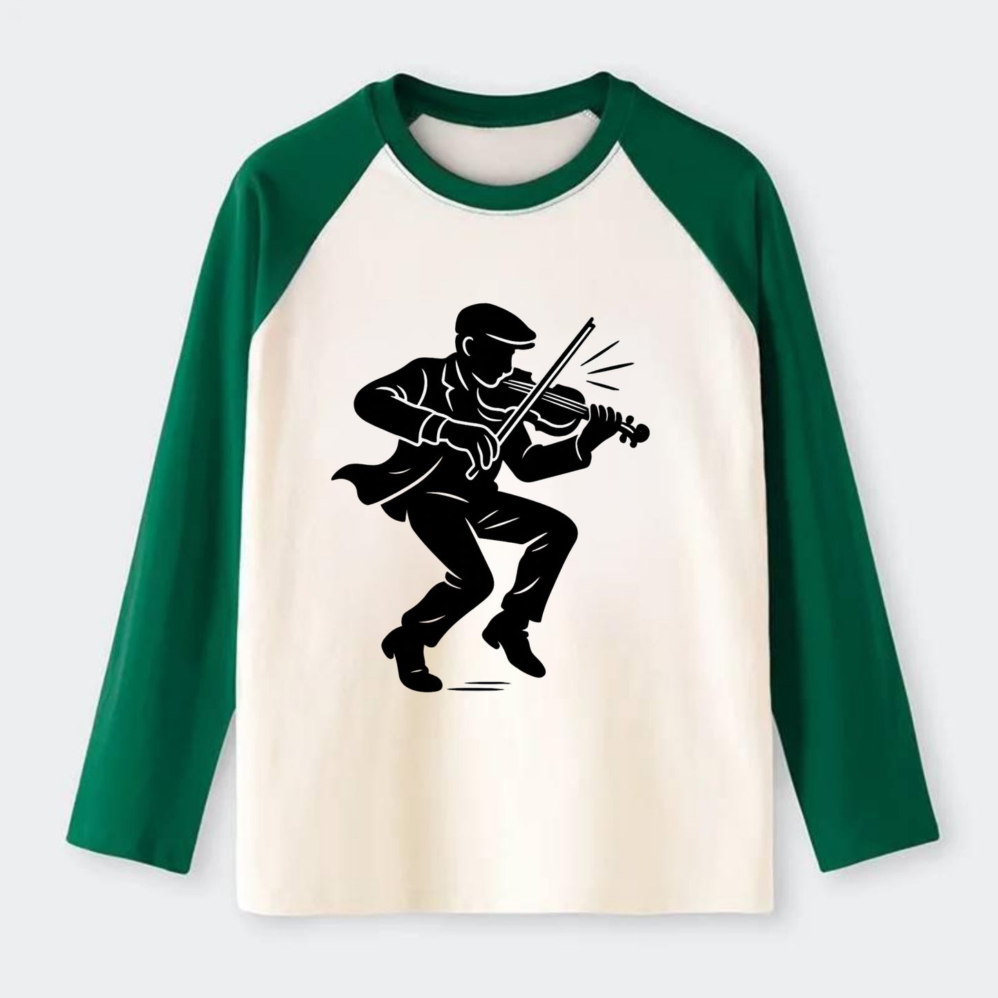 Irish folk musician traditional jig - Raglan Long Sleeve T-Shirt - Green