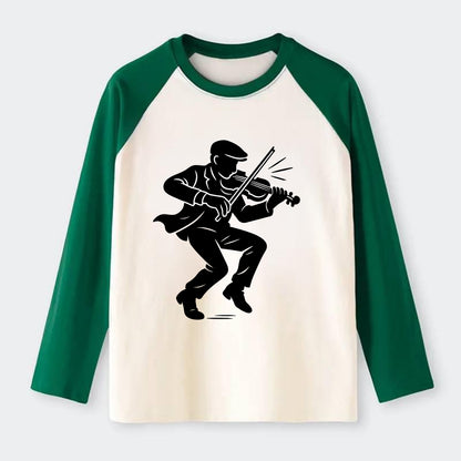 Irish folk musician traditional jig - Raglan Long Sleeve T-Shirt - Green