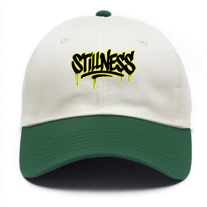 Bold typography design - "STILLNESS" - quiet power, peaceful presence - Two Tone Cap - Green