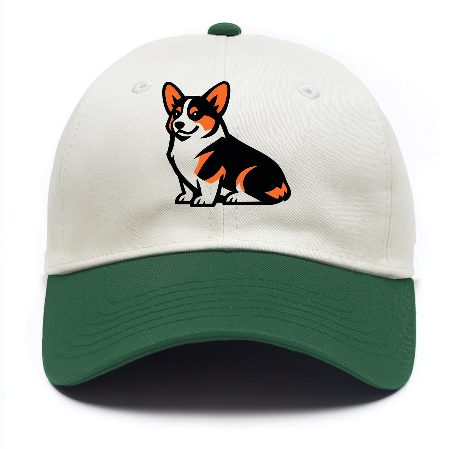 Tricolor Corgi Charm - Two Tone Cap - Green