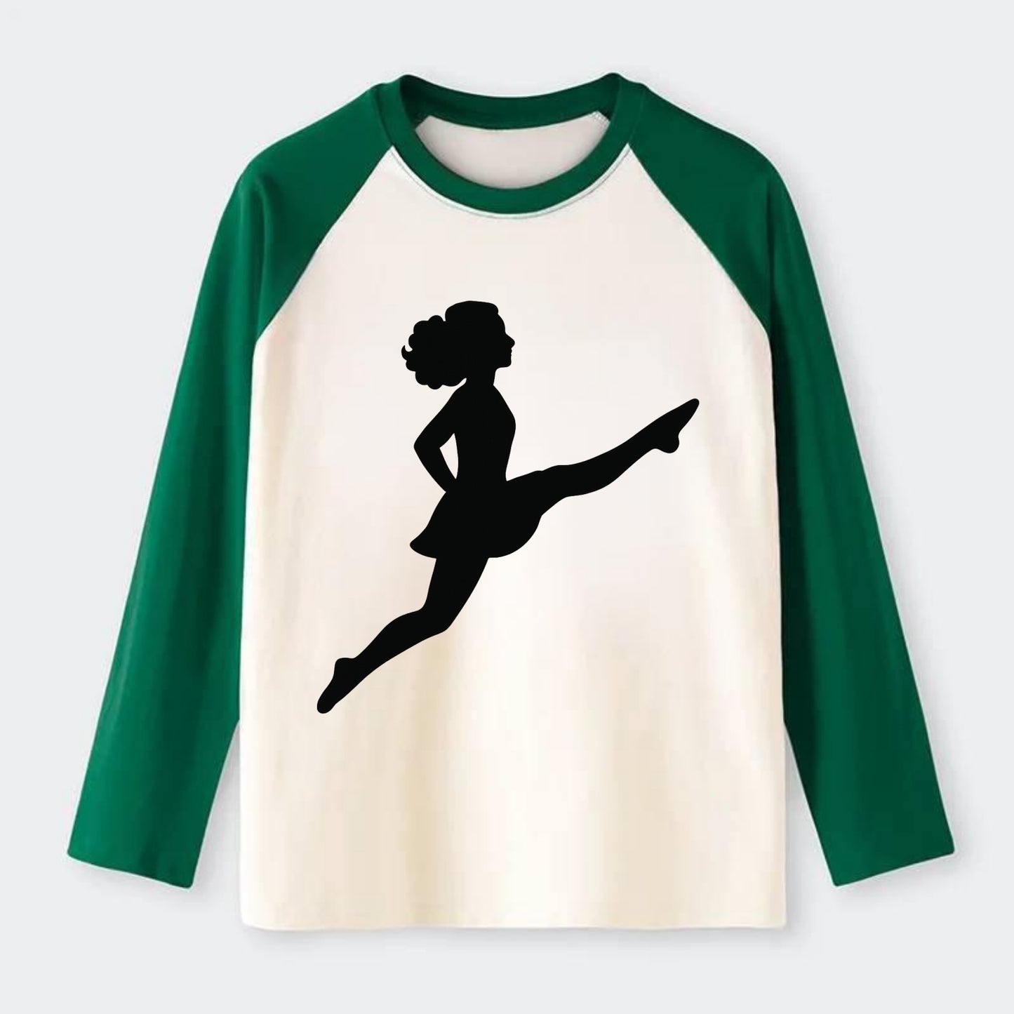 Irish step dancer Riverdance leap - Raglan Long Sleeve T-Shirt - Green