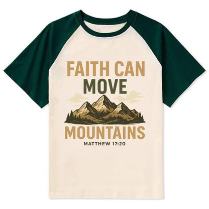Matthew 17:20 Mountains - Contrast Raglan T-shirt - Green