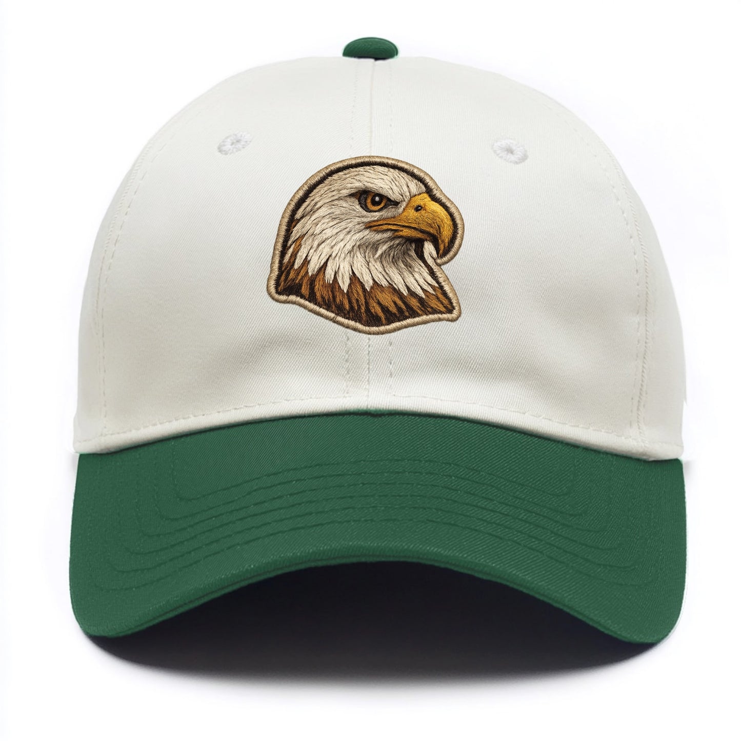 EAGLE HEAD PROFILE - majestic bald eagle in brown, white and gold , American pride - Two Tone Cap - Green