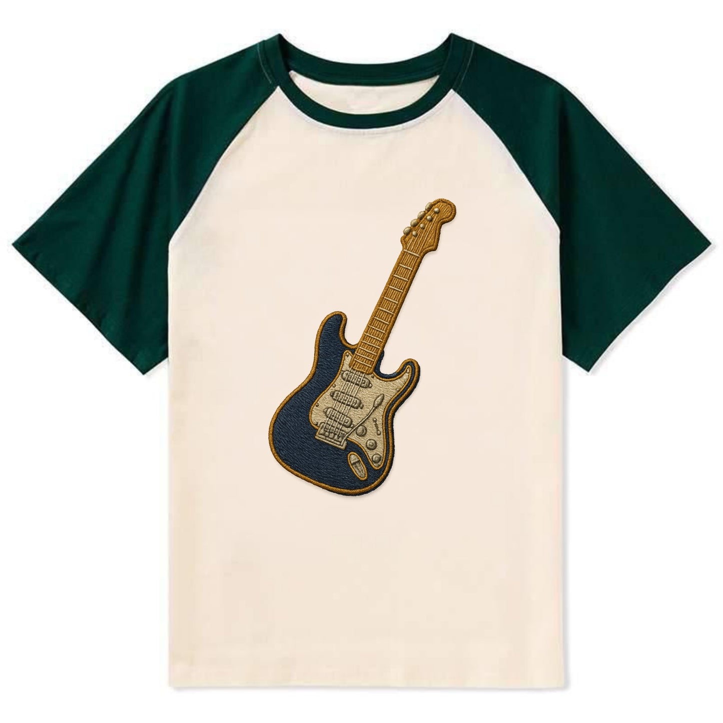 Electric Guitar  - Contrast Raglan T-shirt - Green