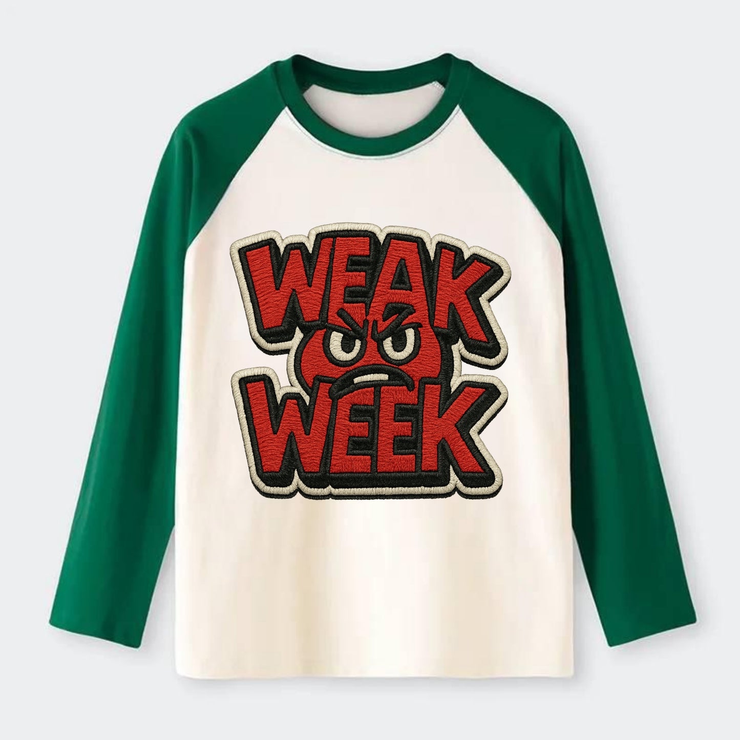 WEAK;WEEK WARRIOR Monday Blue Cap - Raglan Long Sleeve T-Shirt - Green