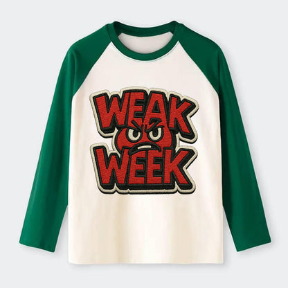 WEAK;WEEK WARRIOR Monday Blue Cap - Raglan Long Sleeve T-Shirt - Green