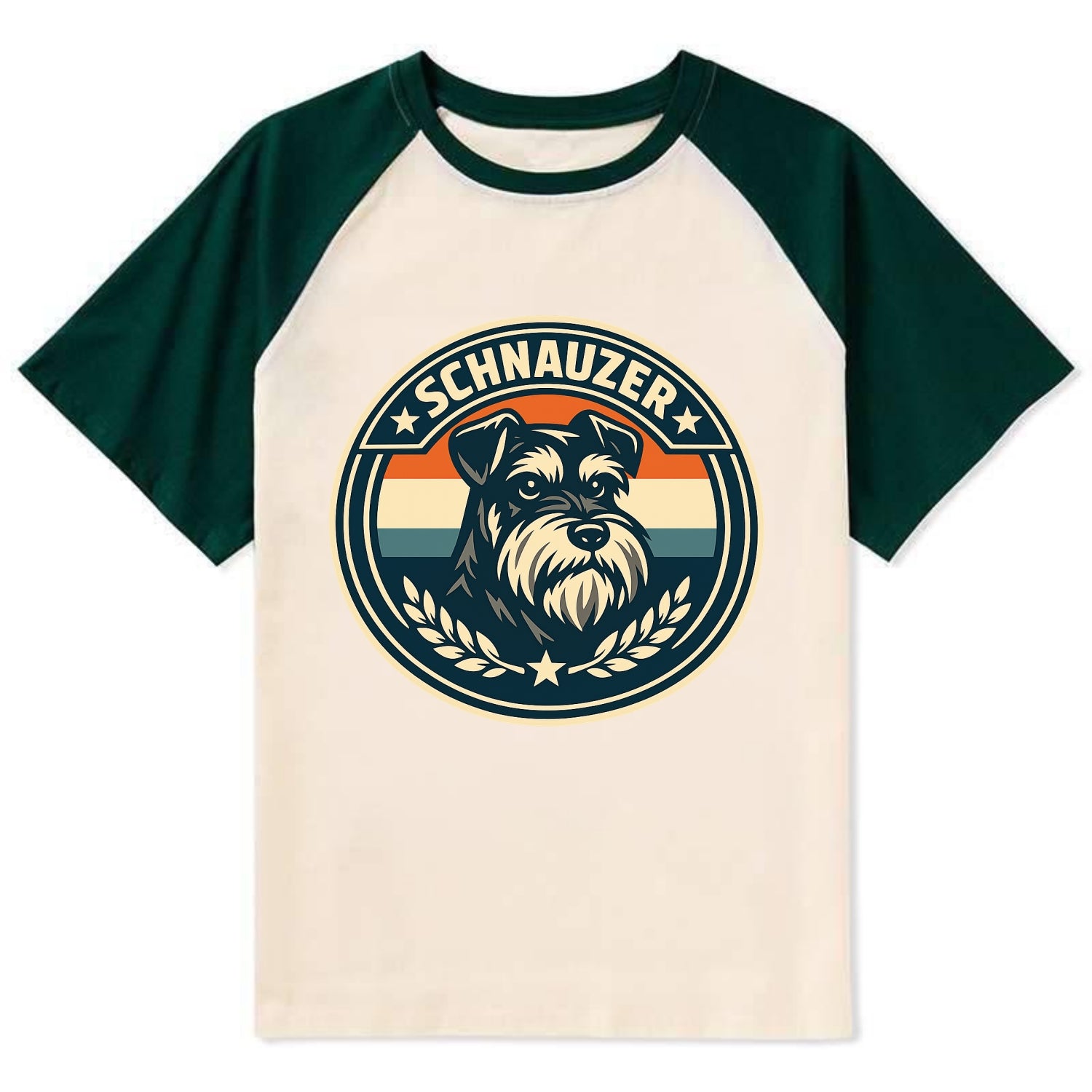 Noble Schnauzer Emblem - Contrast Raglan T-shirt - Green