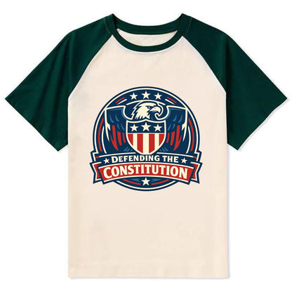 Defend Constitution - Contrast Raglan T-shirt - Green