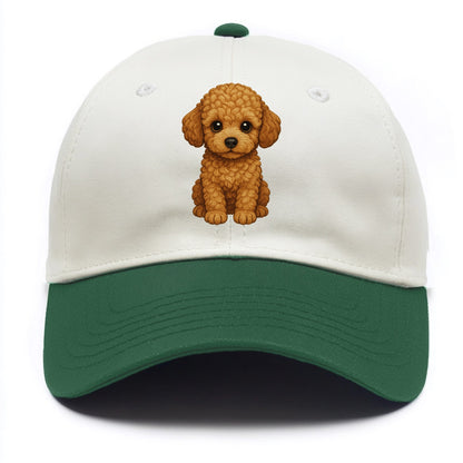 Baby Poodle Puppy - curly fluffy coat, intelligent eyes, elegant snout, - Two Tone Cap - Green
