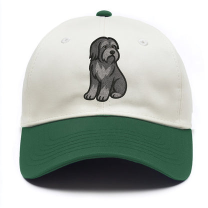 Bearded Collie - Gray shaggy coat embroidered pose - Two Tone Cap - Green
