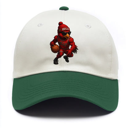 Windy City Hawk wearing Bulls beanie with six rings patch and wayfarer sunglasses - Two Tone Cap - Green