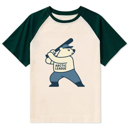 Polar Bear Baseball MVP - Contrast Raglan T-shirt - Green