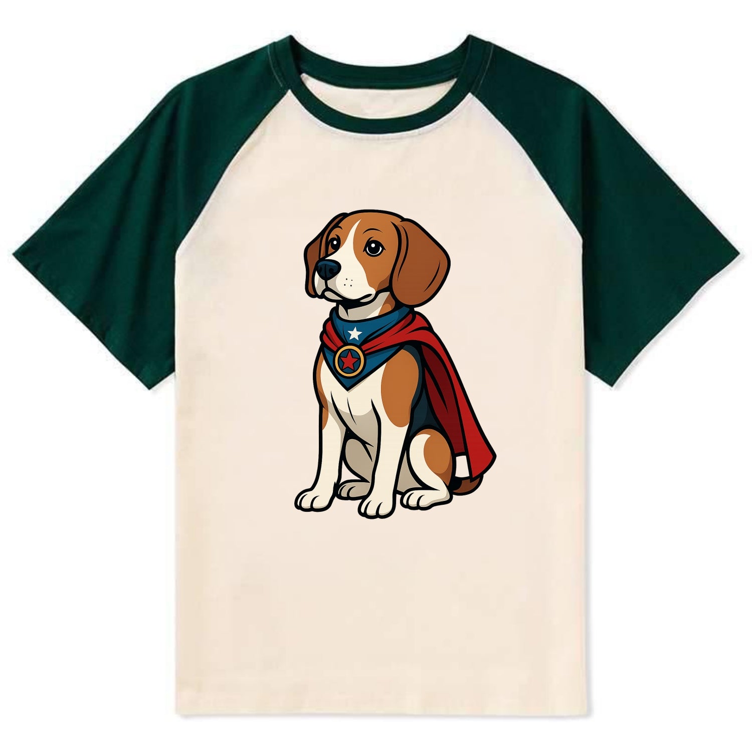 Beagle Patriotic Hero  - Contrast Raglan T-shirt - Green