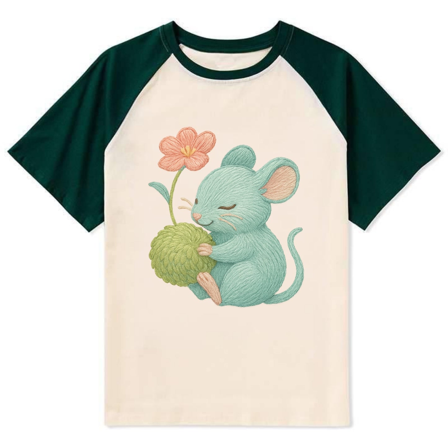 Mint Mouse - Contrast Raglan T-shirt - Green