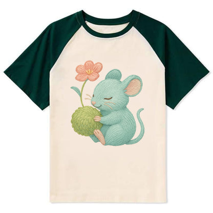 Mint Mouse - Contrast Raglan T-shirt - Green