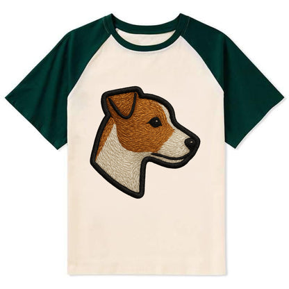 Jack Russell Terrier - Modern small terr - Contrast Raglan T-shirt - Green
