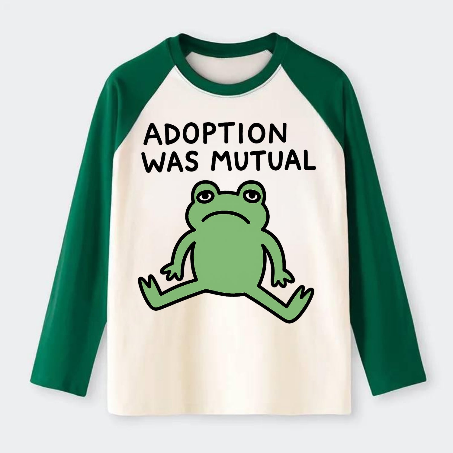 ADOPTION WAS MUTUAL | Animal choosing human - Raglan Long Sleeve T-Shirt - Green