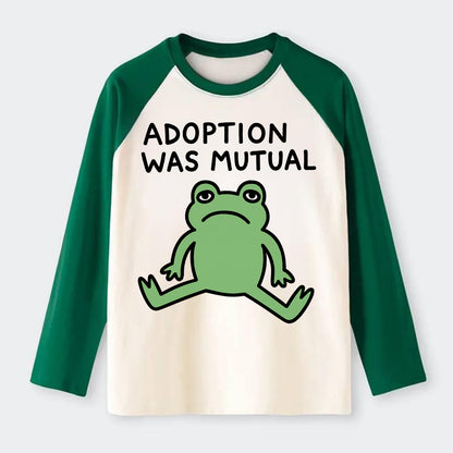 ADOPTION WAS MUTUAL | Animal choosing human - Raglan Long Sleeve T-Shirt - Green