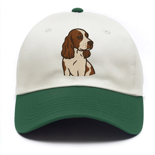 English Cocker Spaniel - Liver and white embroidered design - Two Tone Cap