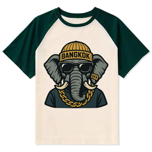 Bangkok Elephant - Contrast Raglan T-shirt