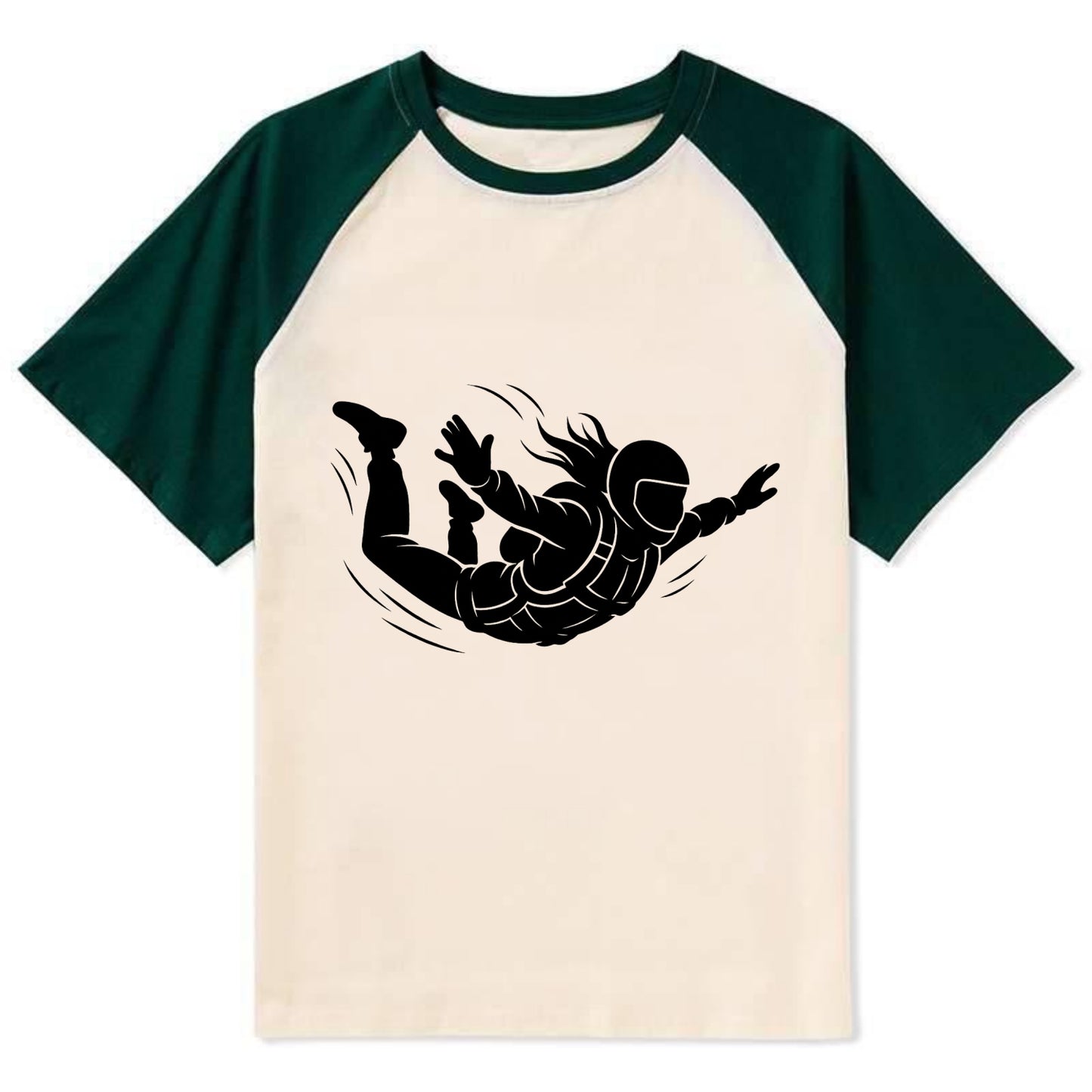 Skydiver free-fall position - Contrast Raglan T-shirt - Green