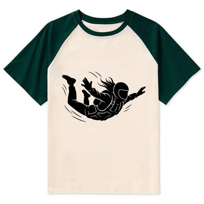 Skydiver free-fall position - Contrast Raglan T-shirt - Green