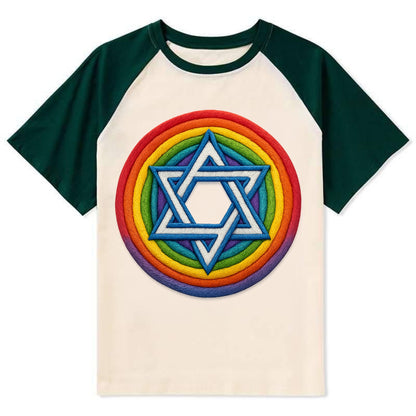 Star of David  - Contrast Raglan T-shirt - Green