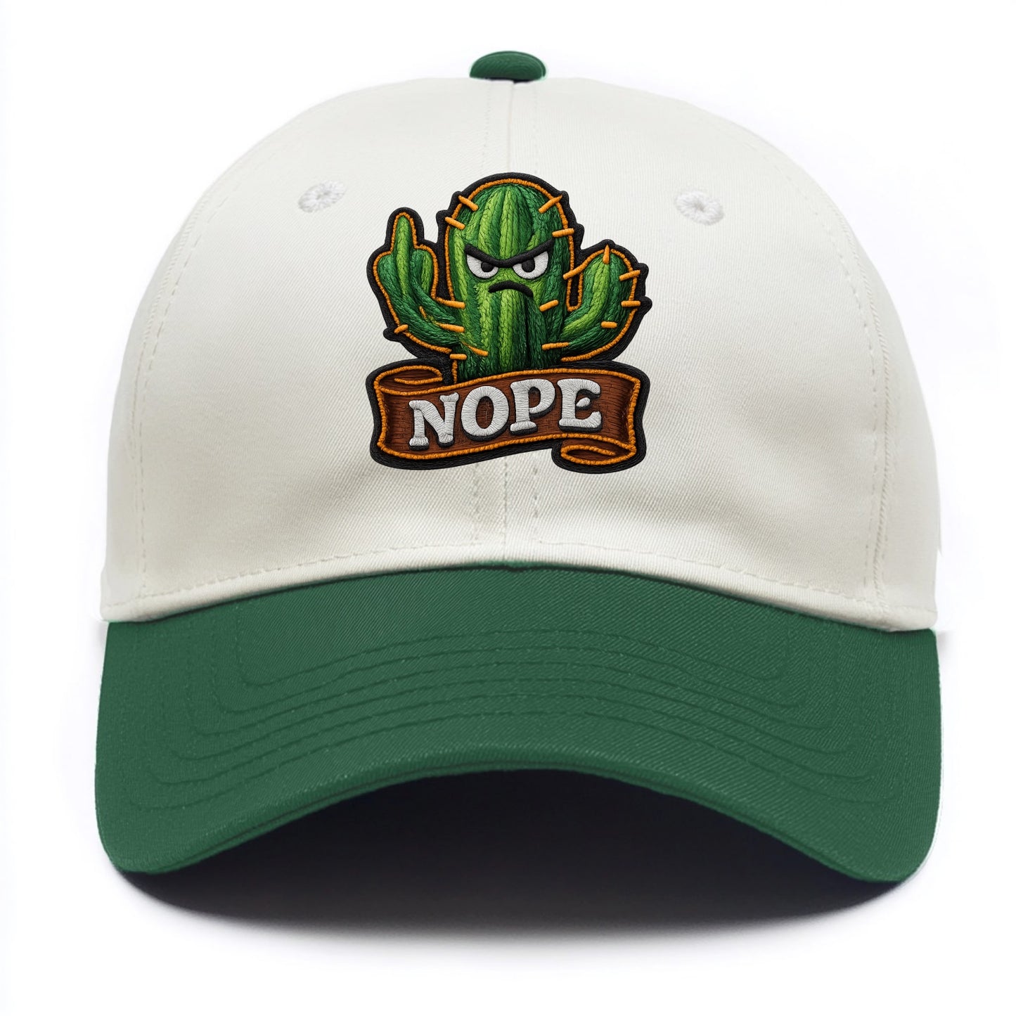 NOPE CACTUS - cactus with attitude in green , prickly personality - Two Tone Cap - Green