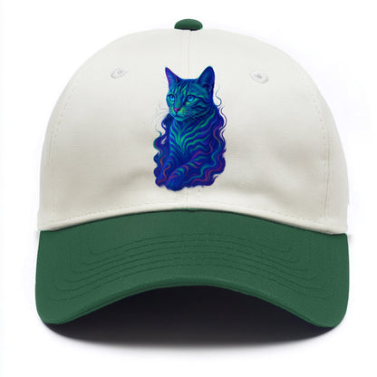 Exotic Bengal cat with aurora borealis colors flowing through its stripes, green and - Two Tone Cap - Green
