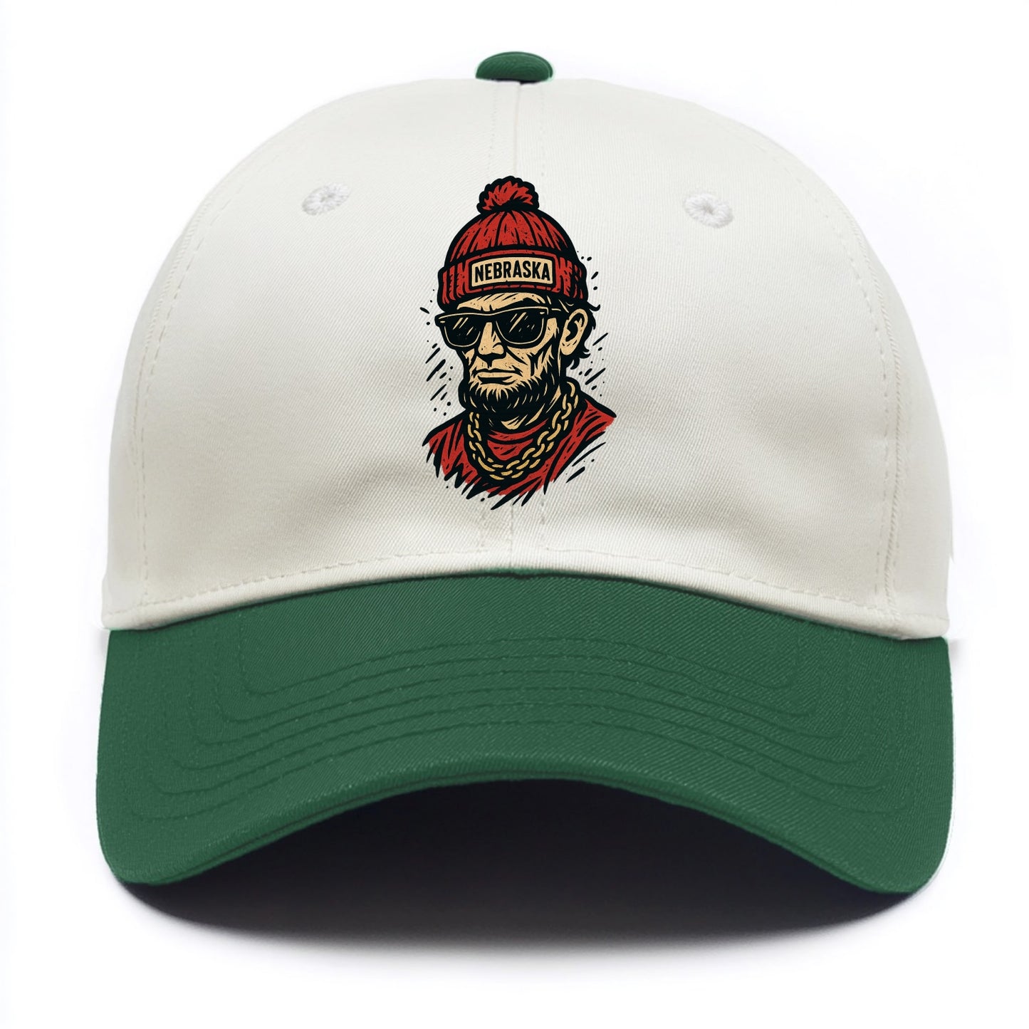 Lincoln Cornhusker wearing Nebraska bean - Two Tone Cap - Green