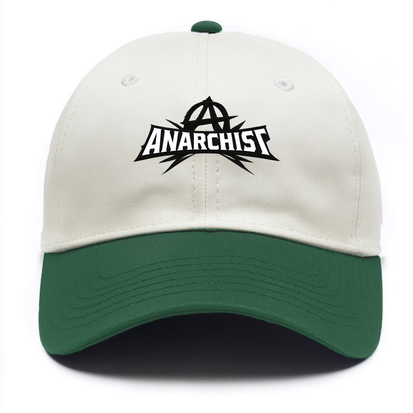 Bold typography design - "ANARCHIST" - no masters, self-governed - Two Tone Cap - Green
