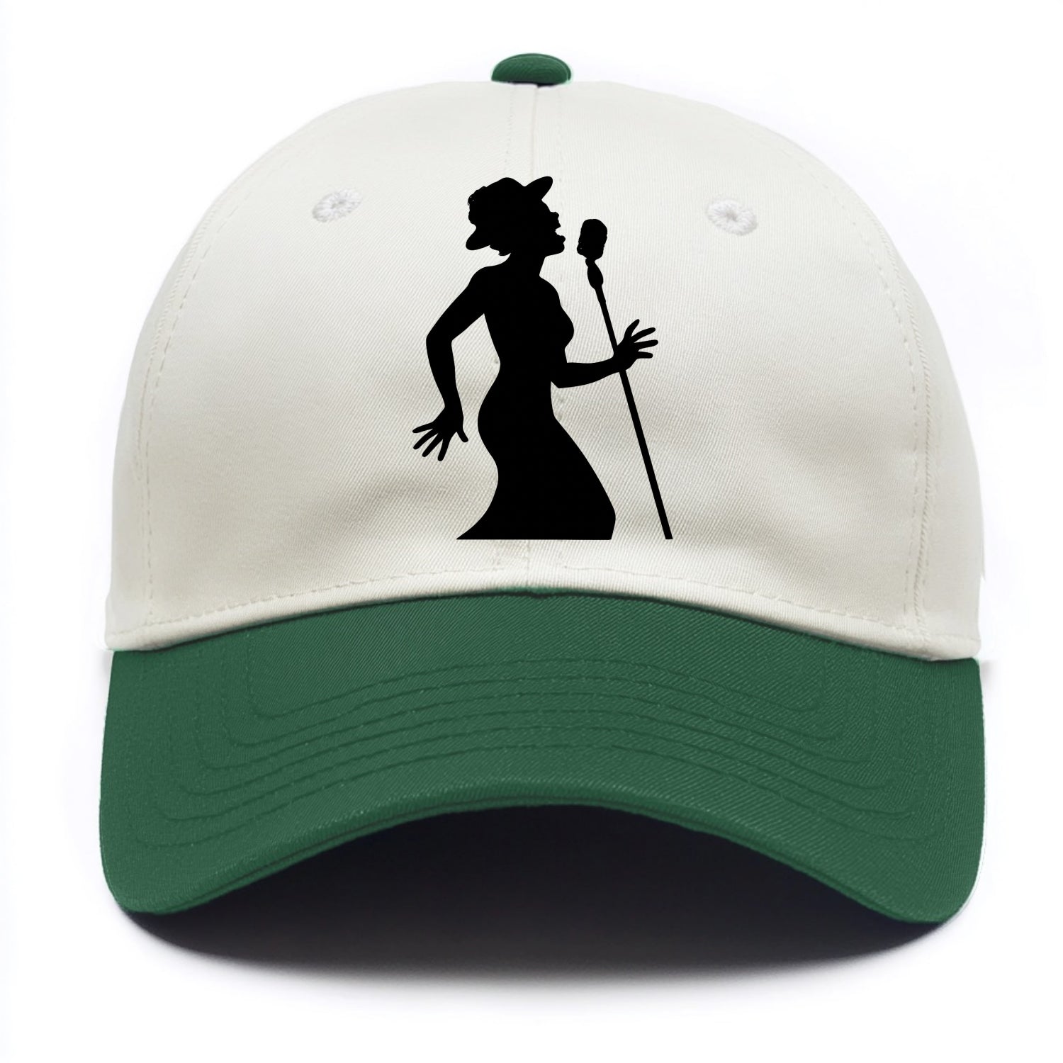 Jazz singer at vintage microphone - Two Tone Cap - Green