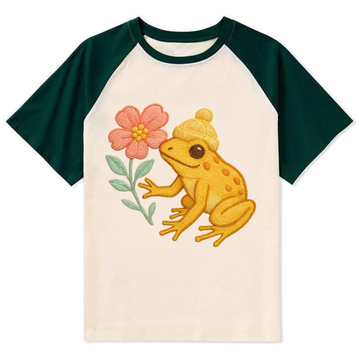 Yellow Dart Frog - Contrast Raglan T-shirt - Green